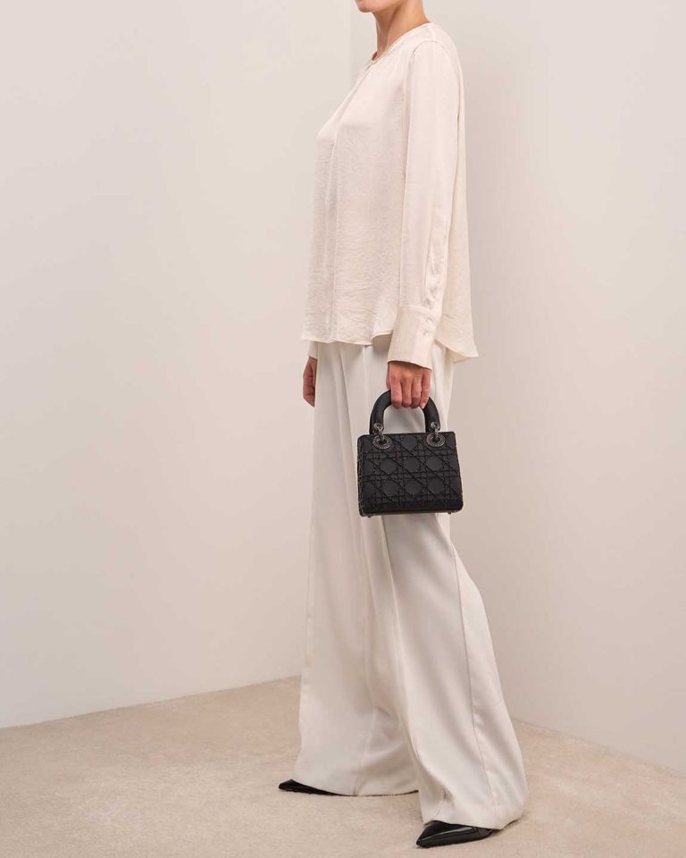 Dior Lady Mini Silk / Pearls Black Front | Sell your designer bag