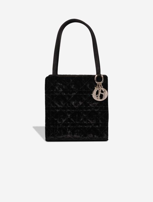 Dior Lady Tote Mini Velvet / Silk Black Front | Sell your designer bag