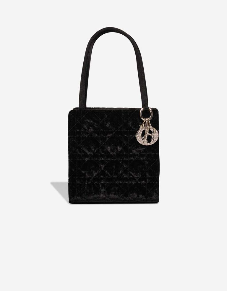 Dior Lady Tote Mini Velvet / Silk Black Front | Sell your designer bag