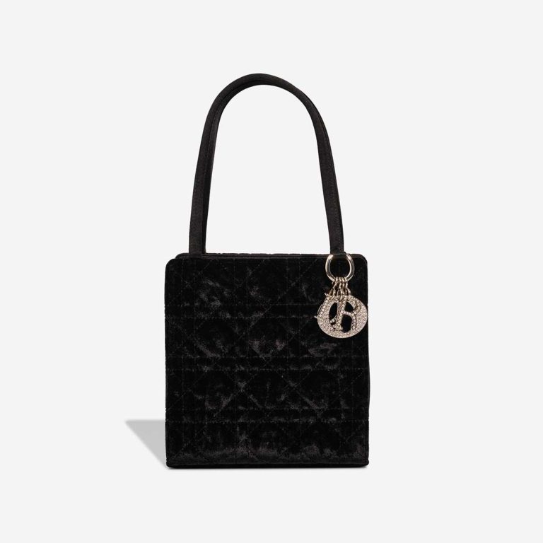 Dior Lady Tote Mini Velvet / Silk Black Front | Sell your designer bag