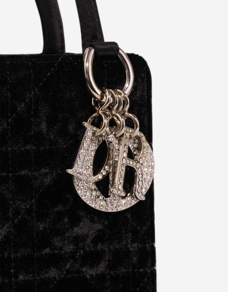 Dior Lady Tote Mini Velvet / Silk Black Closing System | Sell your designer bag