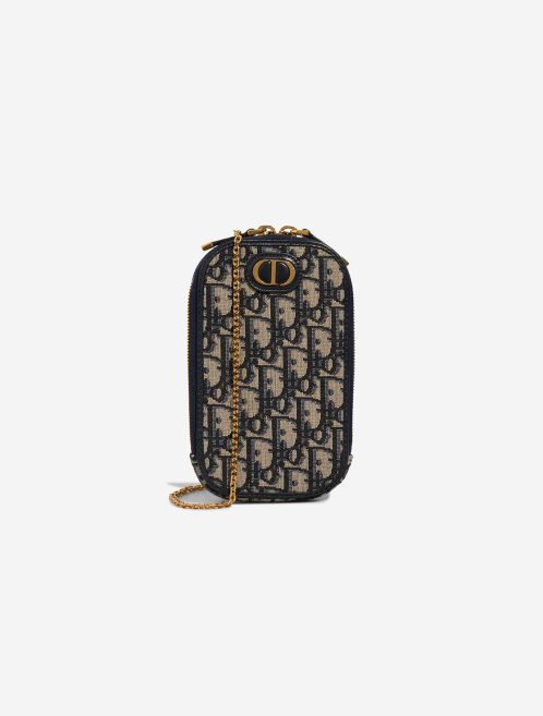 Dior 30 Montaigne Call'in Phone Holder Oblique Jacquard Blue Front | Sell your designer bag