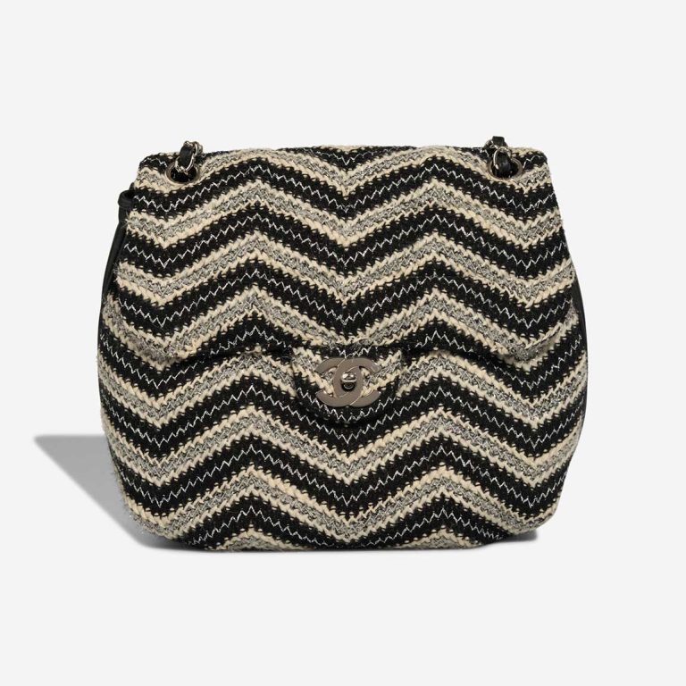 Chanel Timeless Medium Tweed Black / White / Silver Front | Sell your designer bag