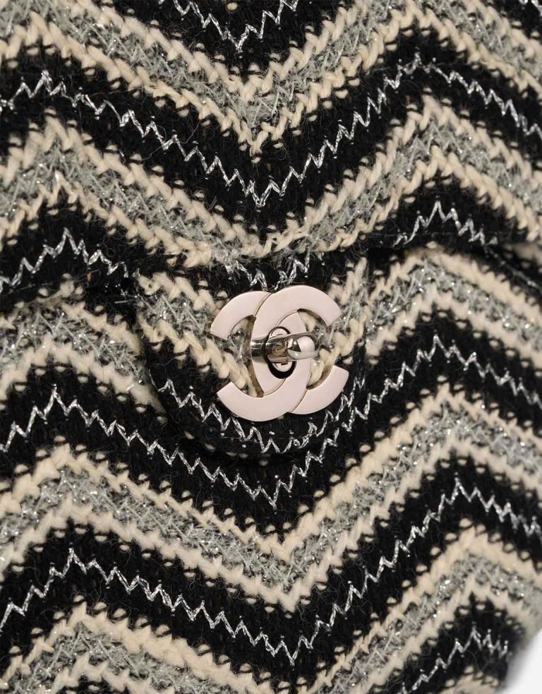 Chanel Timeless Medium Tweed Black / White / Silver Closing System | Sell your designer bag