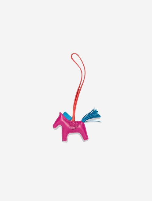 Hermès Rodeo PM Milo Lamb / Crocodile Rose Pourpre / Bleu Zanzibar Front | Sell your designer bag