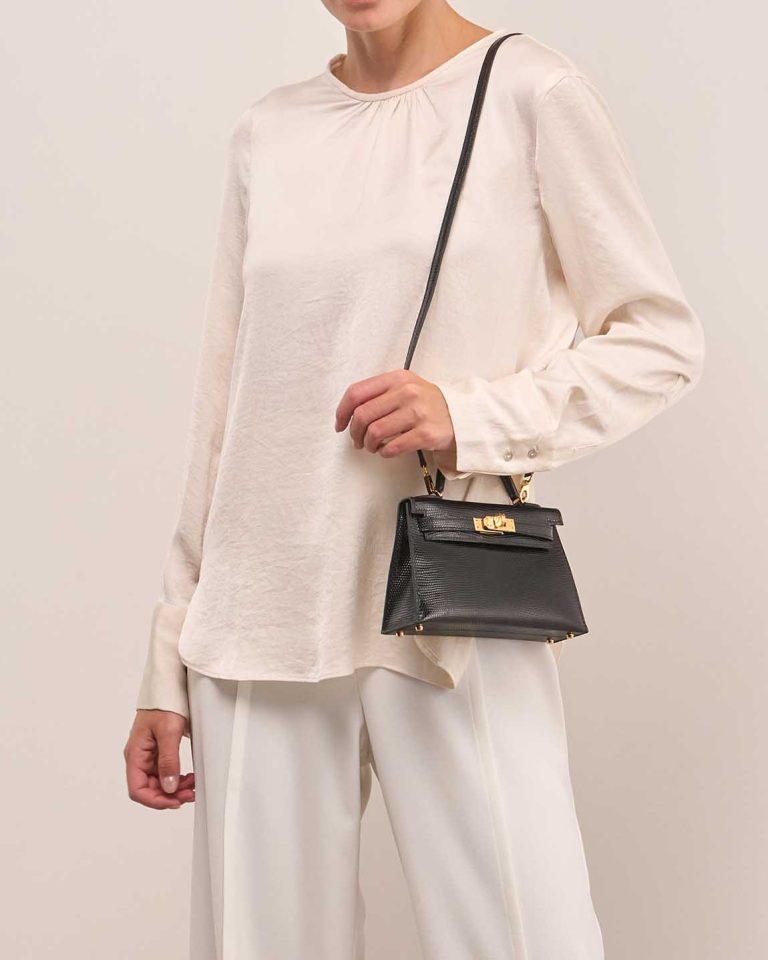 Hermès Kelly Mini Niloticus Lizard Black Front | Sell your designer bag