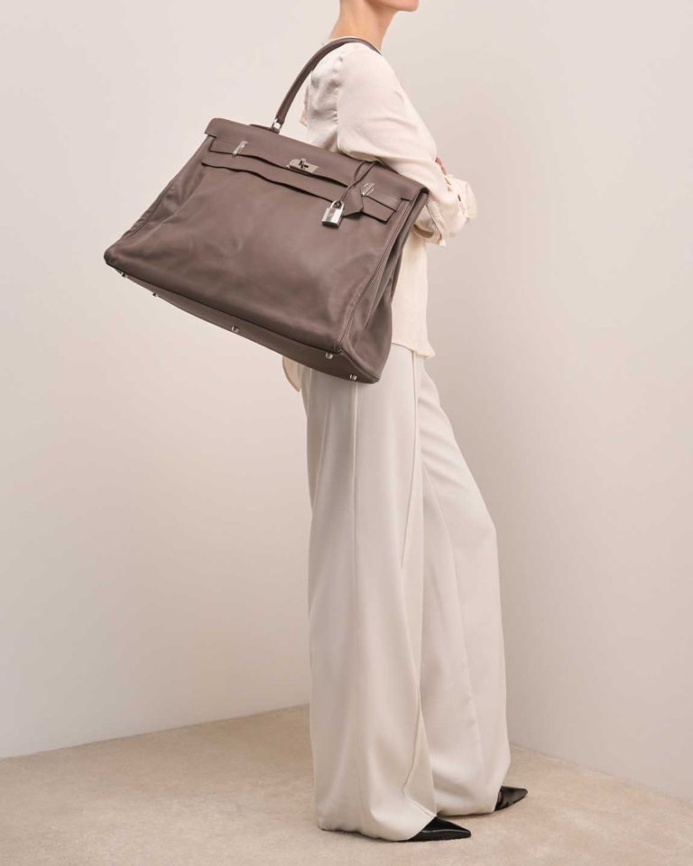 Hermès Kelly 50 Veau Sikkim Gris Tourterelle Front | Sell your designer bag