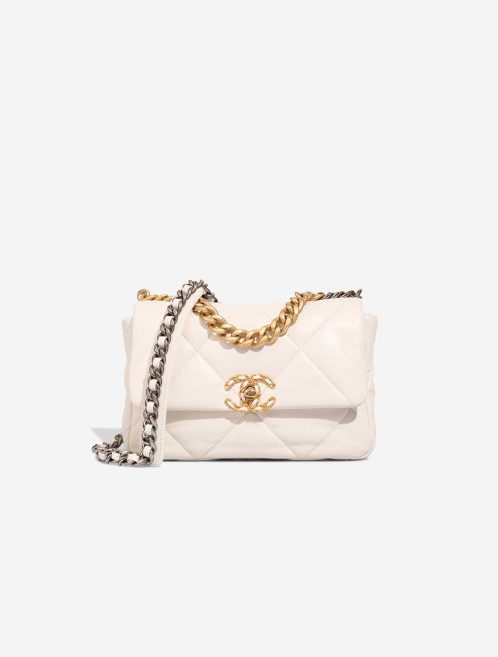 Chanel 19 Flap Bag Lamb White Front | Sell your designer bag