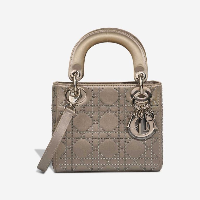 Dior Lady Small Silk Silver Front | Sell your designer bag