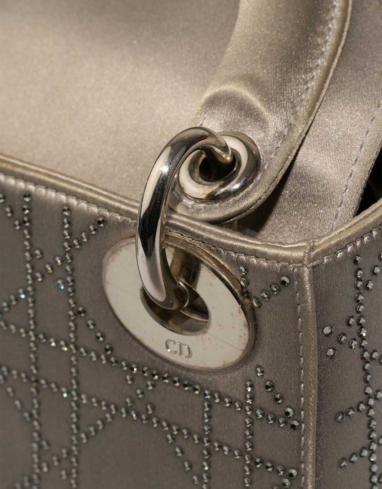 Dior Lady Small Silk Silver Signs of wear | Sell your designer bag