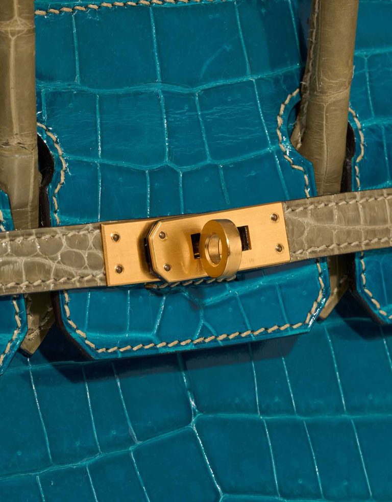 Hermès Birkin HSS 25 Niloticus Crocodile Bleu Izmir / Gris Tourterelle Closing System | Sell your designer bag