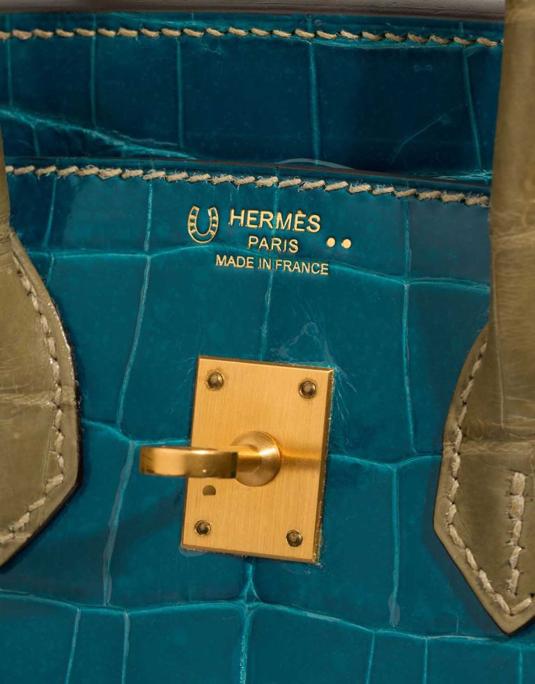 Hermès Birkin HSS 25 Niloticus Crocodile Bleu Izmir / Gris Tourterelle Logo | Sell your designer bag