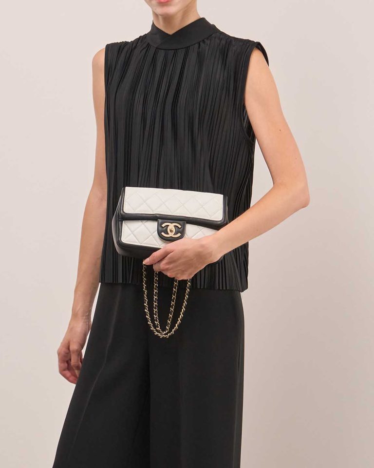 Chanel Timeless Mini Rectangular Lamb Black / White Front | Sell your designer bag