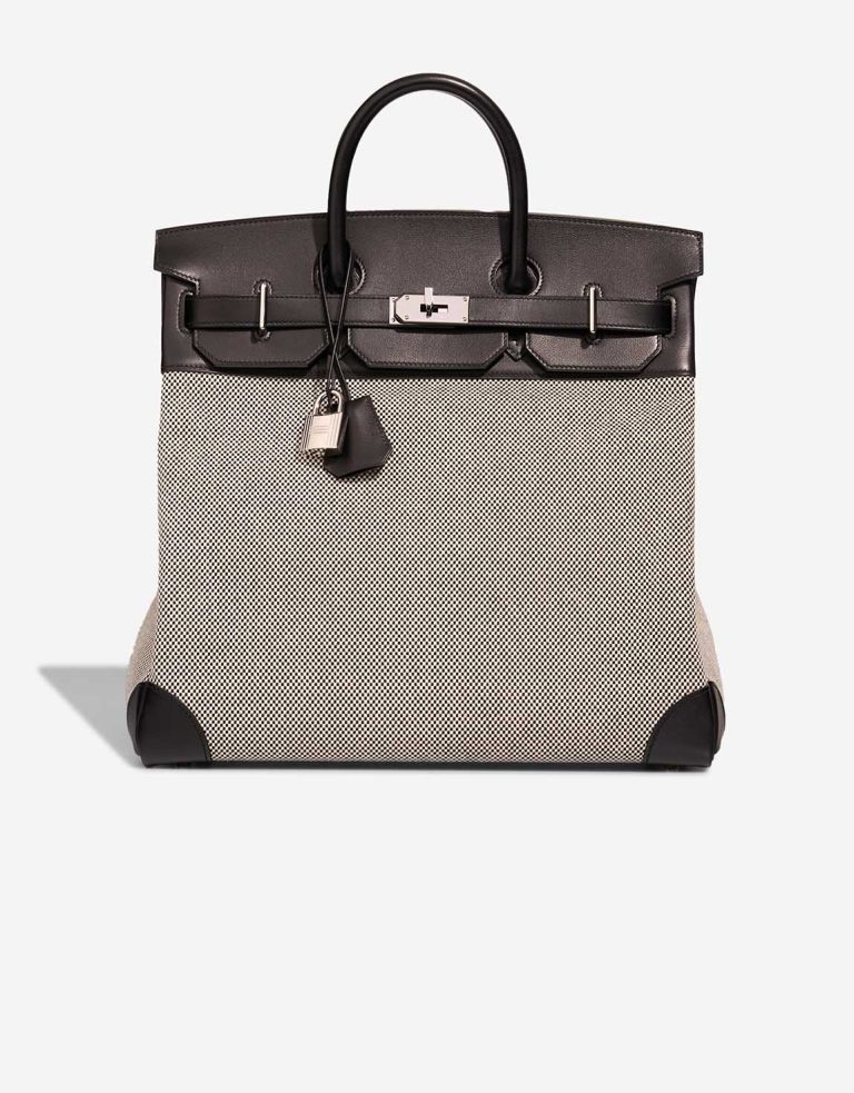 Hermès Haut à Courroies 40 Toile Criss / Veau Evergrain Black / Écru Front | Sell your designer bag