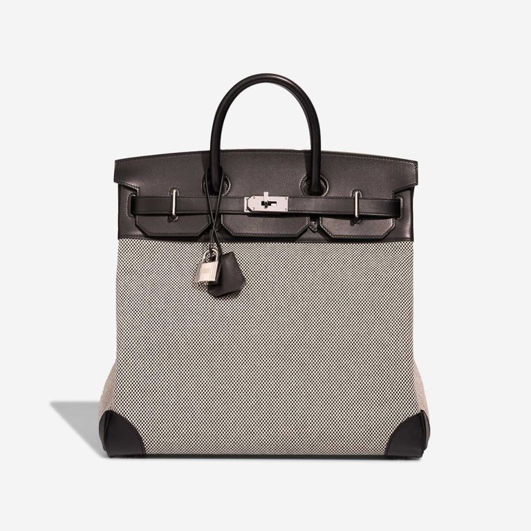 Hermès Haut à Courroies 40 Toile Criss / Veau Evergrain Black / Écru Front | Sell your designer bag