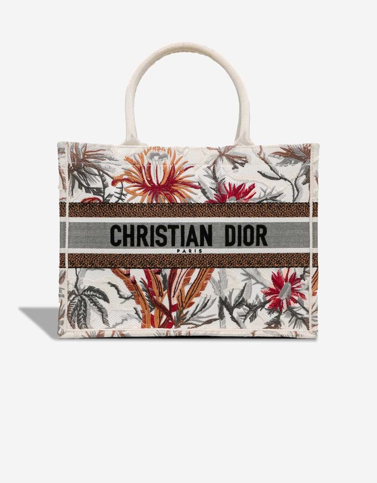 Dior Book Tote Medium Canvas White / Red / Orange Front | Sell your designer bag