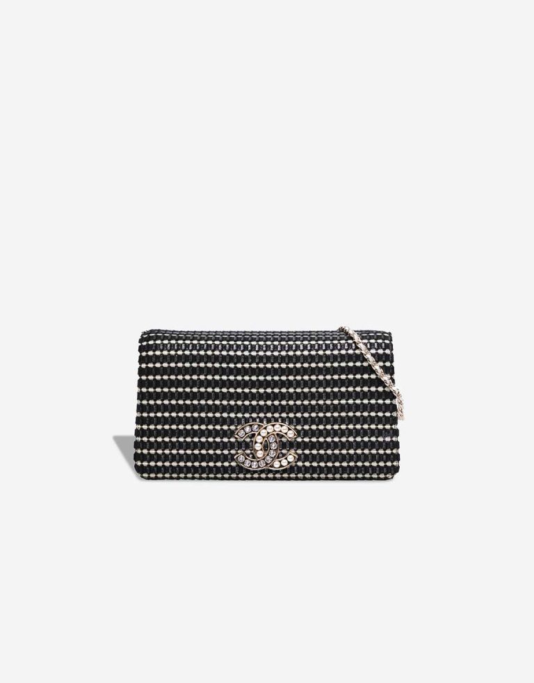 Chanel Timeless Crystal Pearl Flap Bag Lamb Black Front | Sell your designer bag