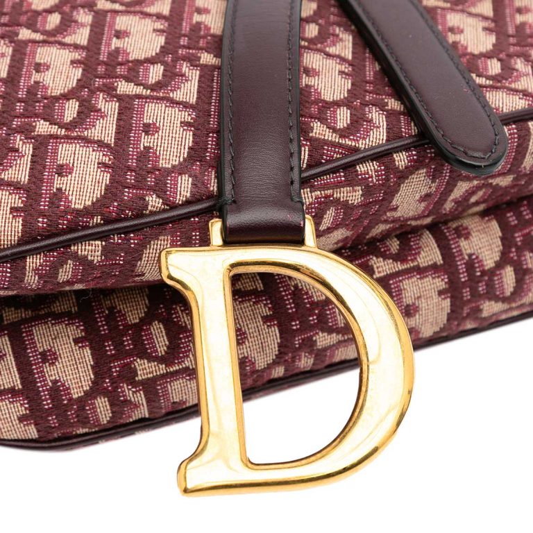 Dior Saddle Medium Oblique Jacquard Red Front | Sell your designer bag