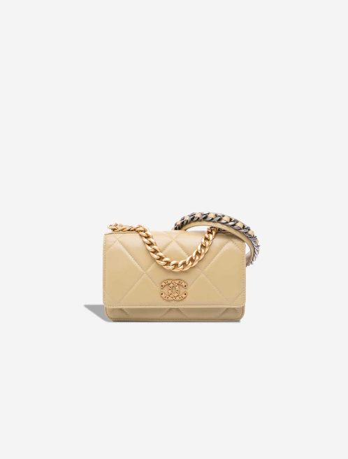 Chanel 19 Wallet On Chain Lamb Beige Front | Sell your designer bag