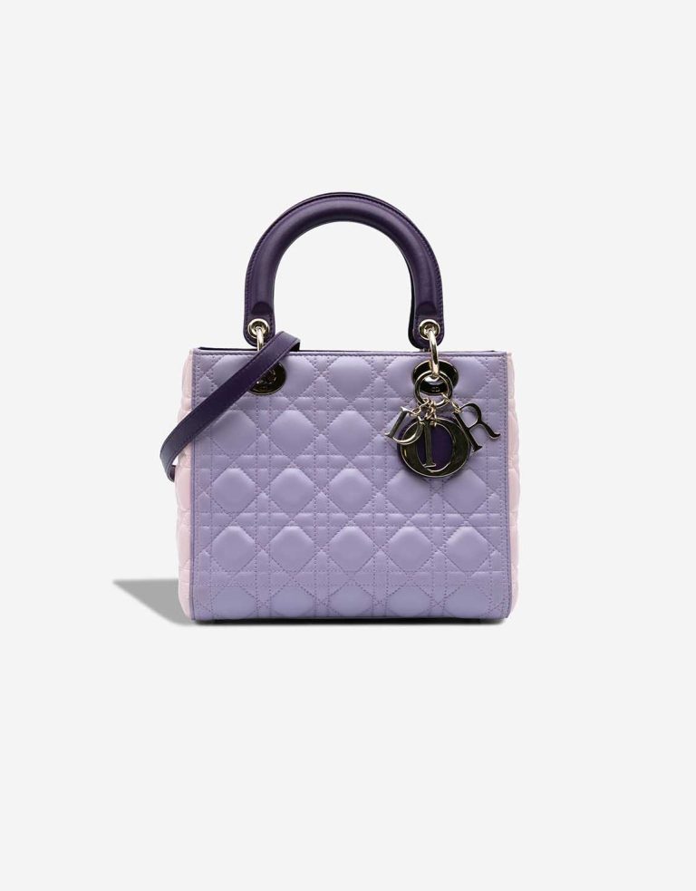 Dior Lady Medium Lamb Purple / Light Pink Front | Sell your designer bag