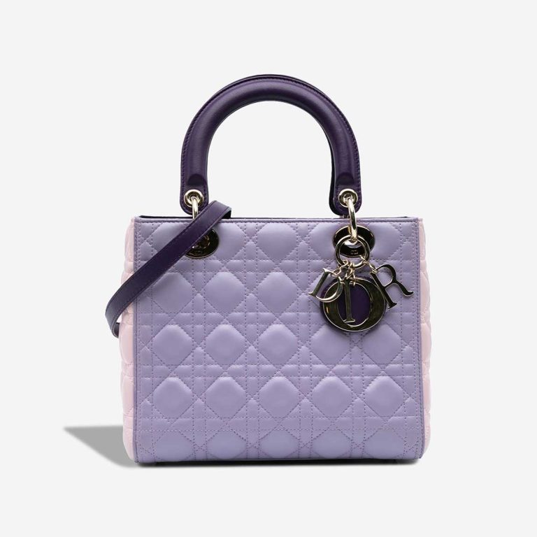 Dior Lady Medium Lamb Purple / Light Pink Front | Sell your designer bag
