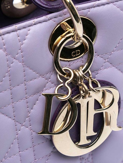 Dior Lady Medium Lamb Purple / Light Pink Closing System | Sell your designer bag