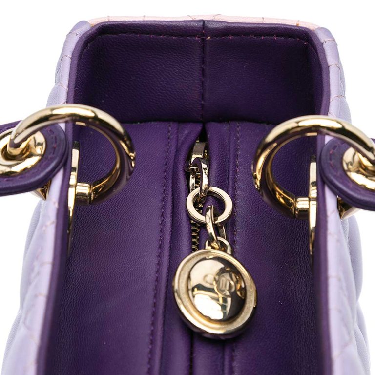 Dior Lady Medium Lamb Purple / Light Pink Logo | Sell your designer bag