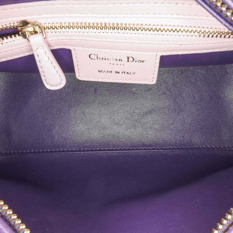 Dior Lady Medium Lamb Purple / Light Pink Inside | Sell your designer bag