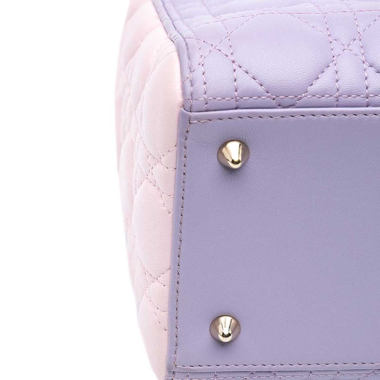 Dior Lady Medium Lamb Purple / Light Pink Signs of wear | Sell your designer bag