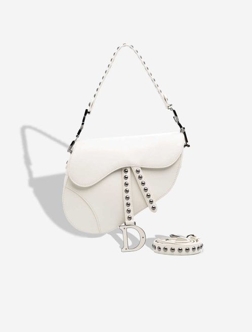 Dior Saddle Medium Lamb White Front | Sell your designer bag