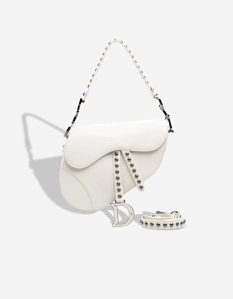 Dior Saddle Medium Lamb White Front | Sell your designer bag