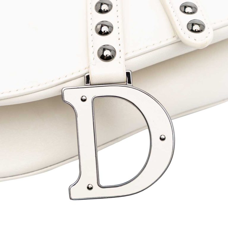 Dior Saddle Medium Lamb White Front | Sell your designer bag