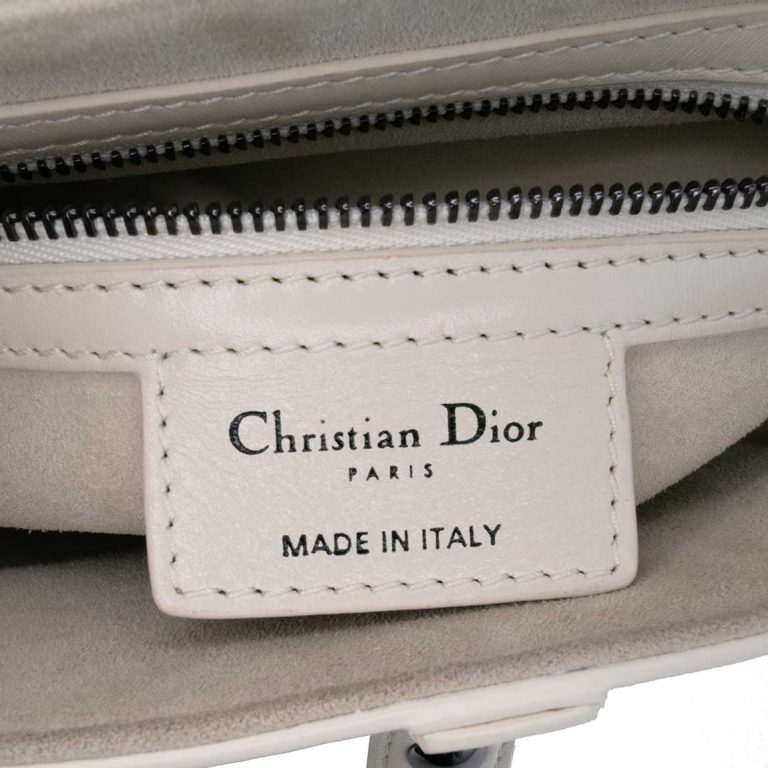 Dior Saddle Medium Lamb White Logo | Sell your designer bag