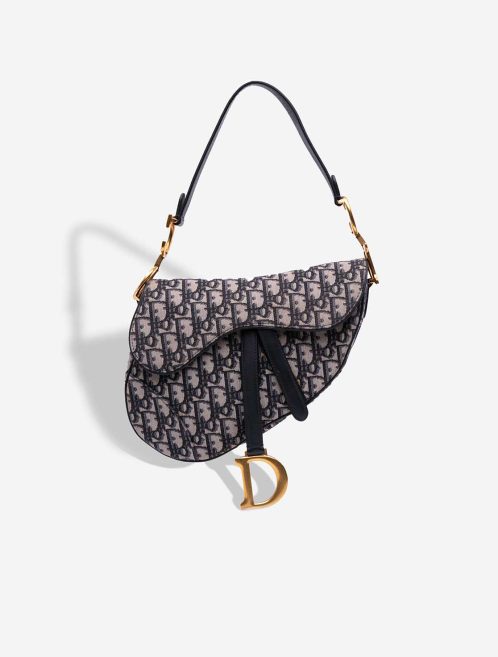 Dior Saddle Medium Oblique Jacquard Blue Front | Sell your designer bag