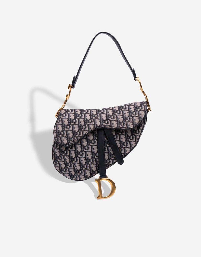 Dior Saddle Medium Oblique Jacquard Blue Front | Sell your designer bag