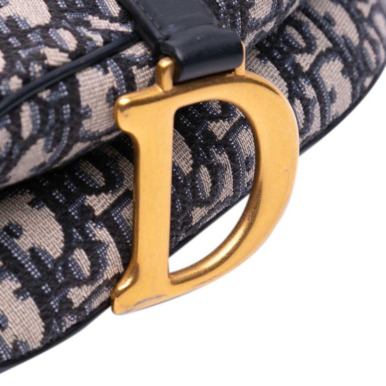 Dior Saddle Medium Oblique Jacquard Blue Front | Sell your designer bag
