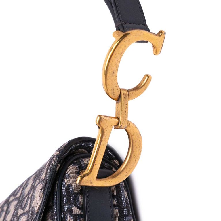 Dior Saddle Medium Oblique Jacquard Blue Signs of wear | Sell your designer bag