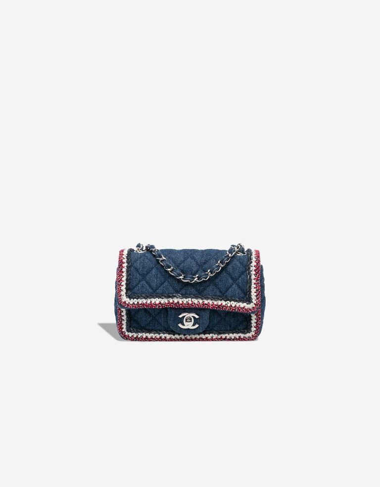 Chanel Timeless Mini Rectangular Denim / Tweed Blue / White / Red Front | Sell your designer bag