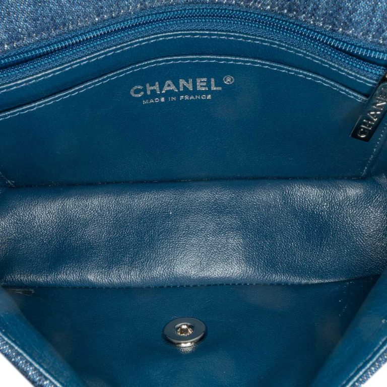 Chanel Timeless Mini Rectangular Denim / Tweed Blue / White / Red Inside | Sell your designer bag