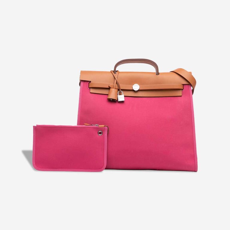 Hermès Herbag 39 Vache Hunter / Toile Sable Naturel / Rose Tyrien Front | Sell your designer bag