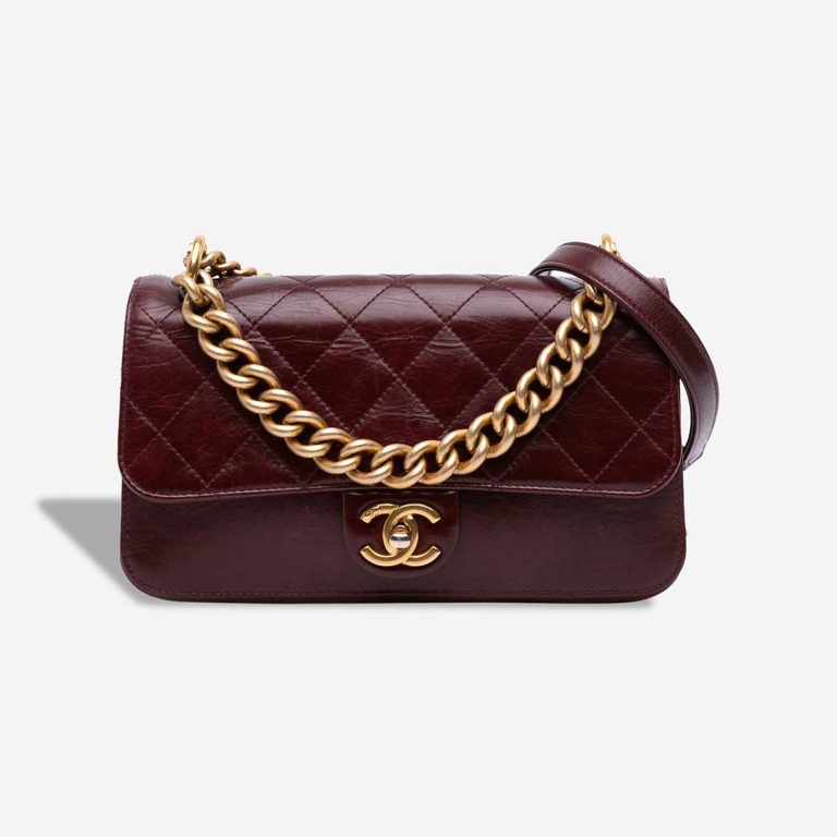 Chanel Flap Bag Small Aged Calf Dark Red Front | Sell your designer bag