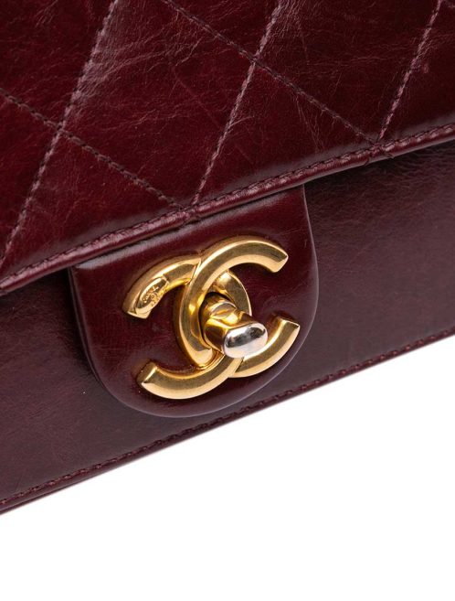 Chanel Flap Bag Small Aged Calf Dark Red Closing System | Sell your designer bag