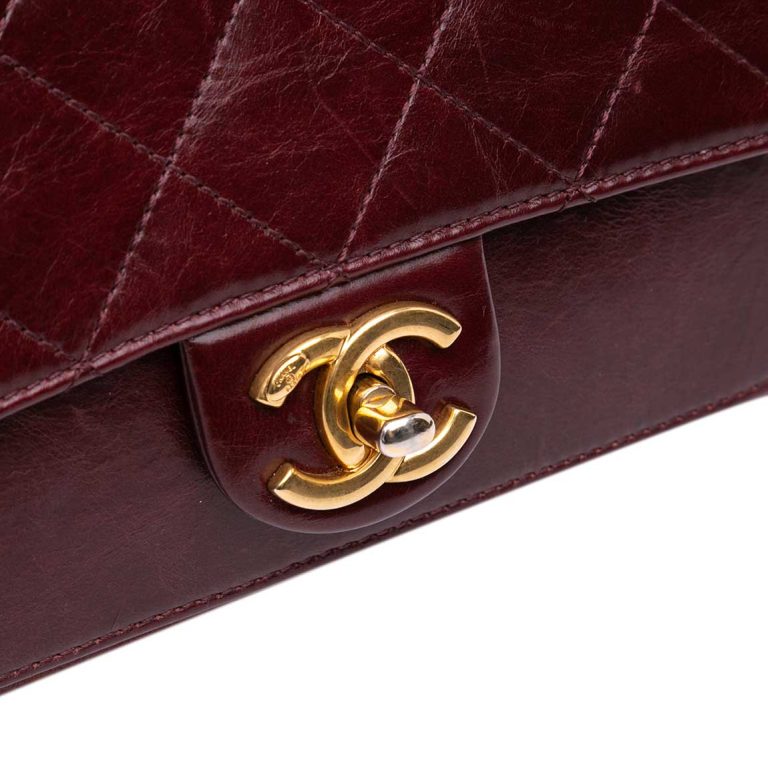 Chanel Flap Bag Small Aged Calf Dark Red Front | Sell your designer bag