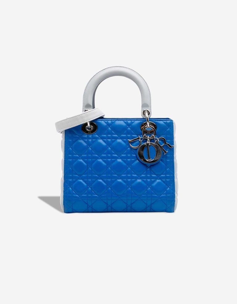 Dior Lady Medium Lamb White / Blue Front | Sell your designer bag
