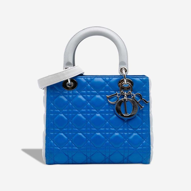 Dior Lady Medium Lamb White / Blue Front | Sell your designer bag
