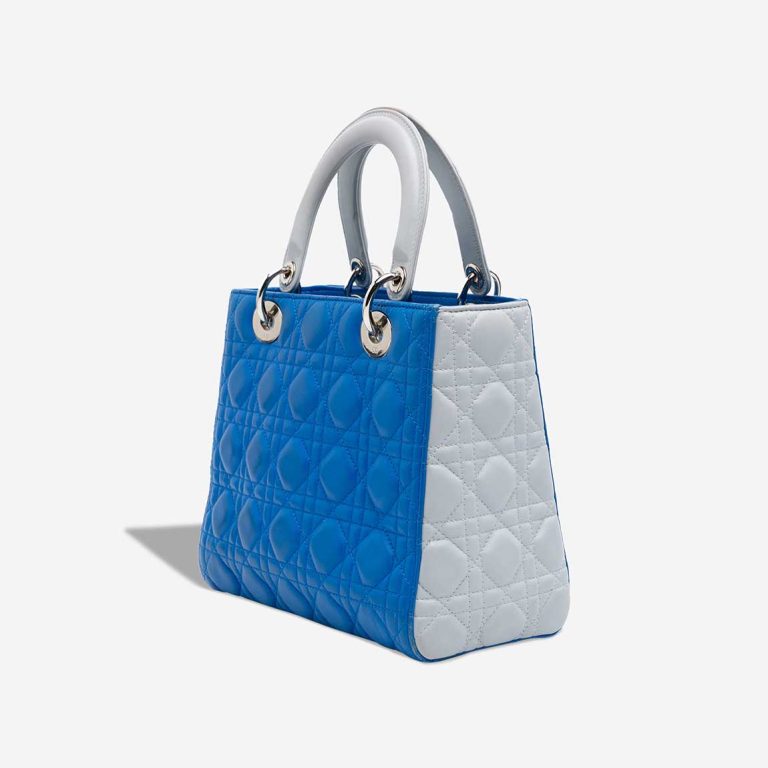 Dior Lady Medium Lamb White / Blue | Sell your designer bag
