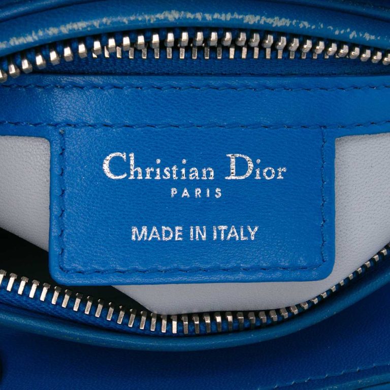 Dior Lady Medium Lamb White / Blue Logo | Sell your designer bag