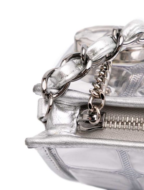Chanel Shoulder Bag Ice Cube Small Lamb / PVC Silver Signs of wear | Sell your designer bag