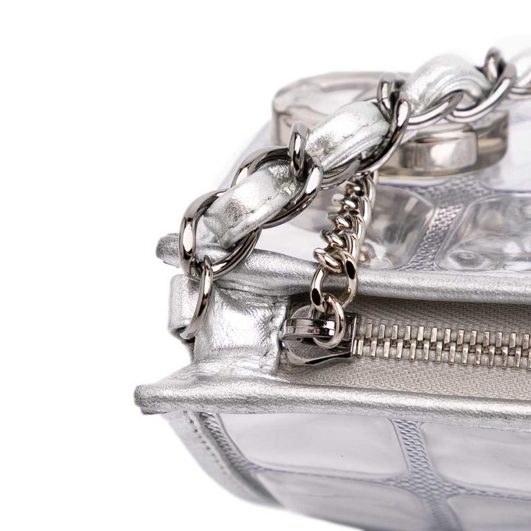 Chanel Shoulder Bag Ice Cube Small Lamb / PVC Silver Front | Sell your designer bag