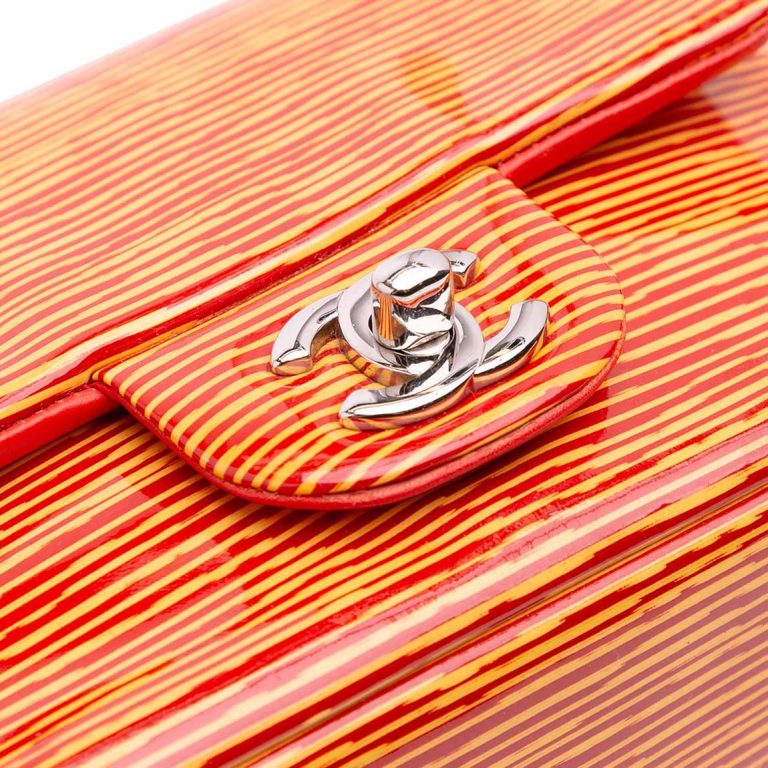 Chanel Timeless Mini Square Patent Red / Yellow Front | Sell your designer bag